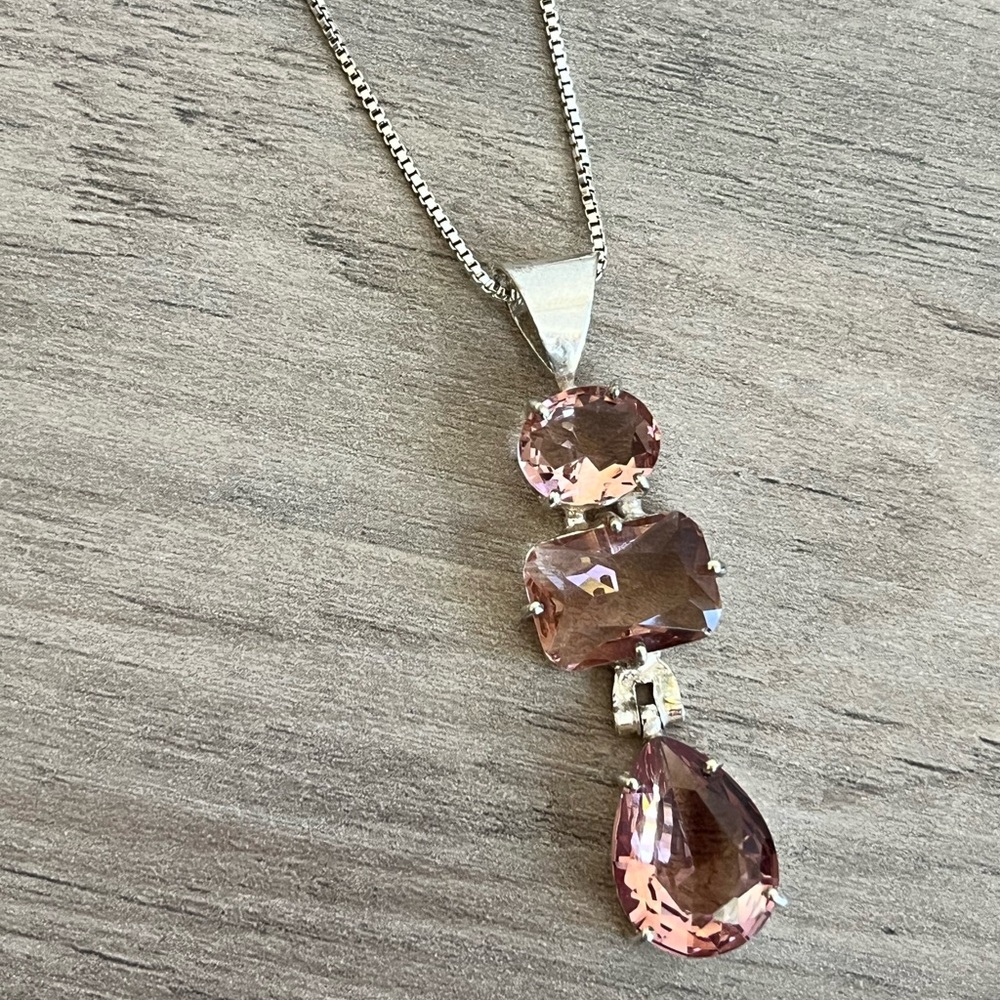 Elegant Pink Simulated Morganite Pendant Necklace